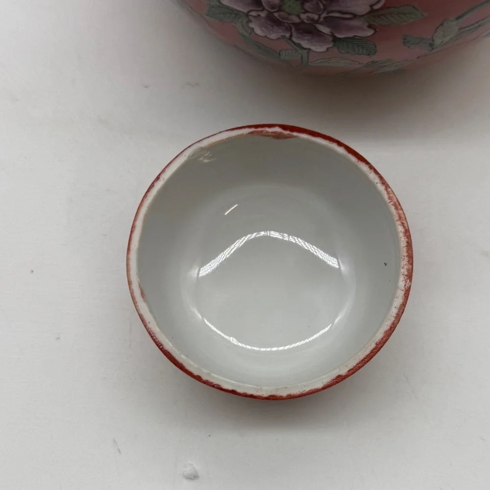 Vtg‎ Japanese Porcelain Wares Ginger Jar Hand Decorated Flowers -rub marks